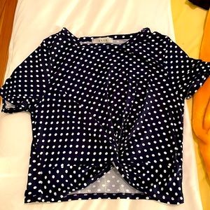 Gaze t shirt crop top with tie knot, polkadot